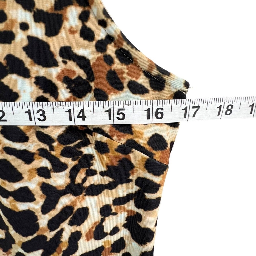 Boston Proper Leopard Print Dress Womens S Bodycon Ruffle Hem Sleeveless Mini - Picture 7 of 14